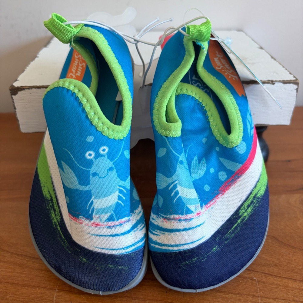 Sun Smart‎ Kids Hi-Top Water Shoes Blue Green Lobster UPF 50+ Size 5-6 25222GLYF